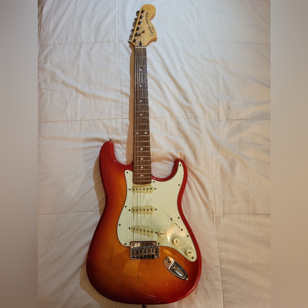 Stratocaster electric guitar, Squier by Fender. Standard Series